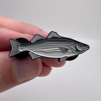 Striped Bass Skeleton Fish Pin, Pewter, Lapel, Hat, Pins, Brooch ...