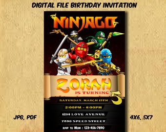 Ninjago Invitation Etsy Ninjago Invitation Etsy