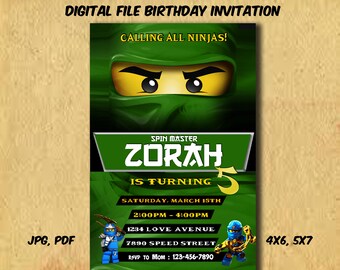 Ninjago Invitations Etsy Ninjago Invitations Etsy