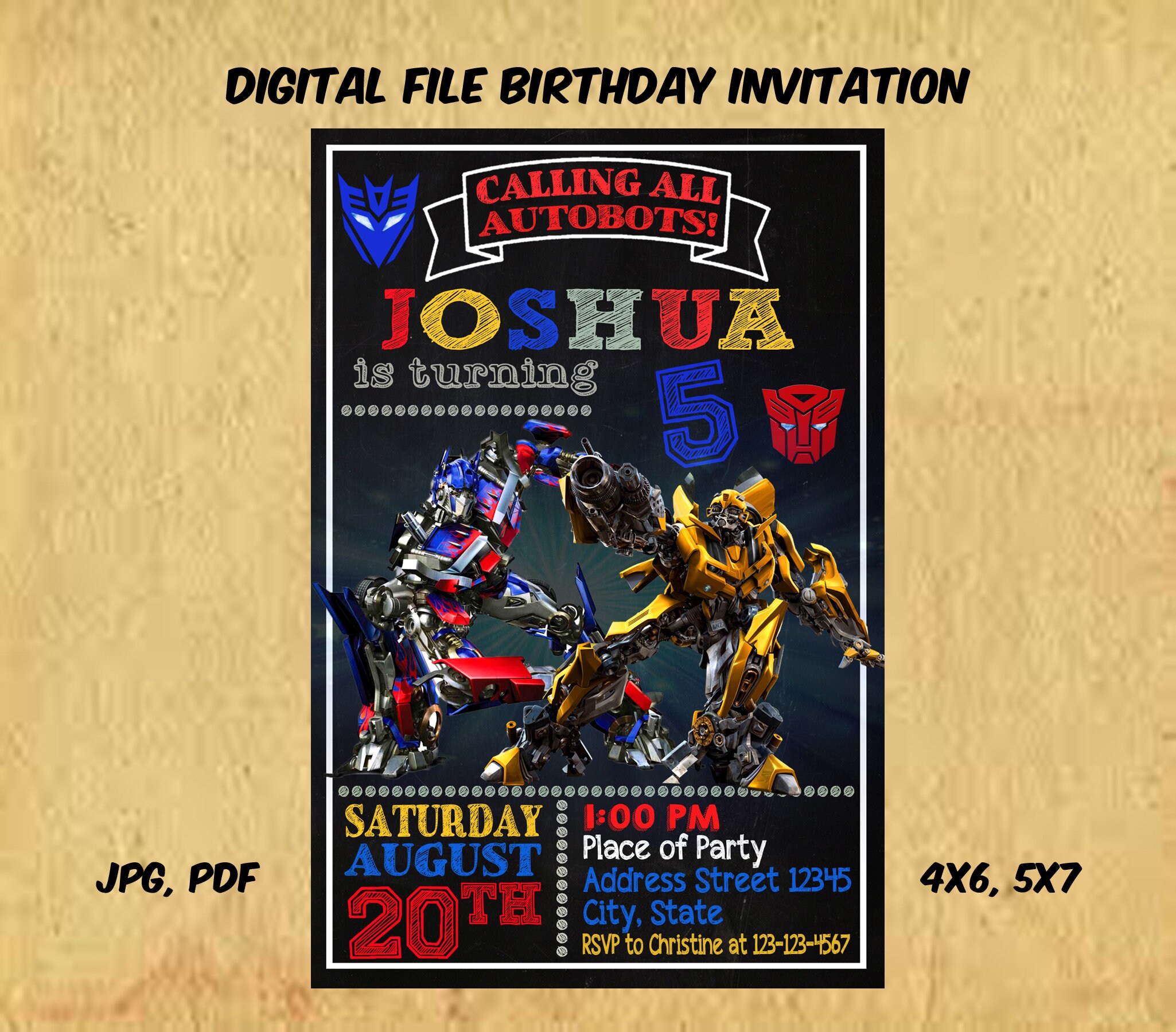 Transformer invitation transformer birthday transformer Etsy