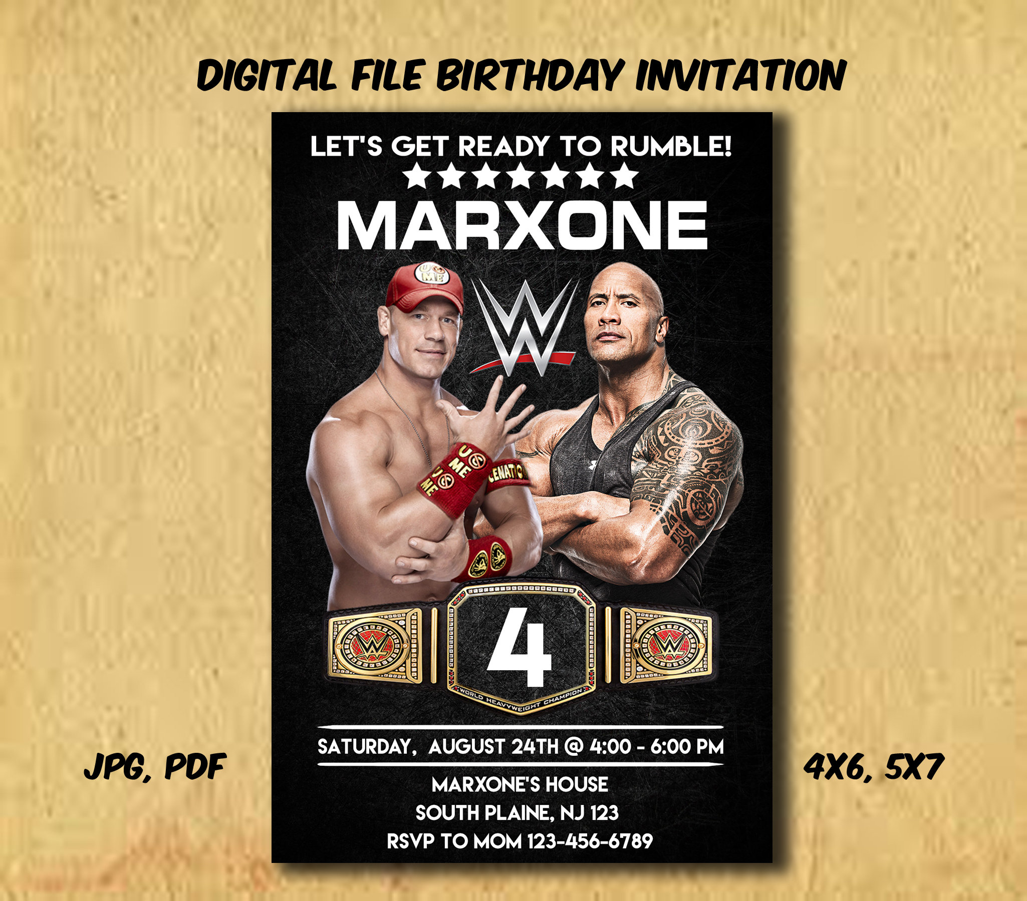 wwe-invitation-wwe-birthday-wwe-party-wwe-invite-wrestling-etsy