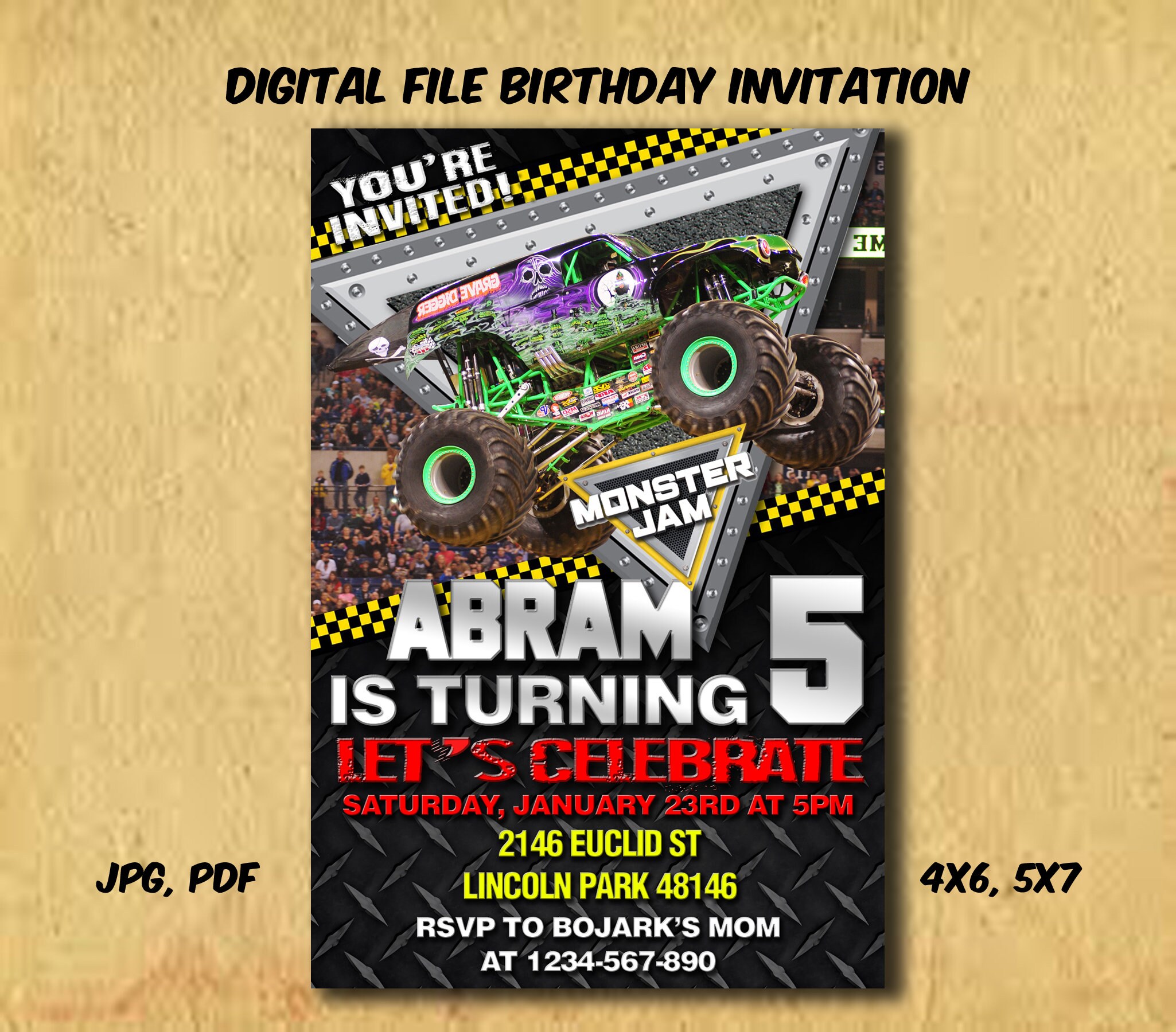Monster jam invitation monster jam birthday monster jam Etsy