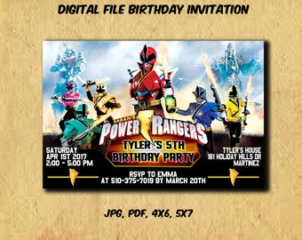 Power Rangers Invite Etsy