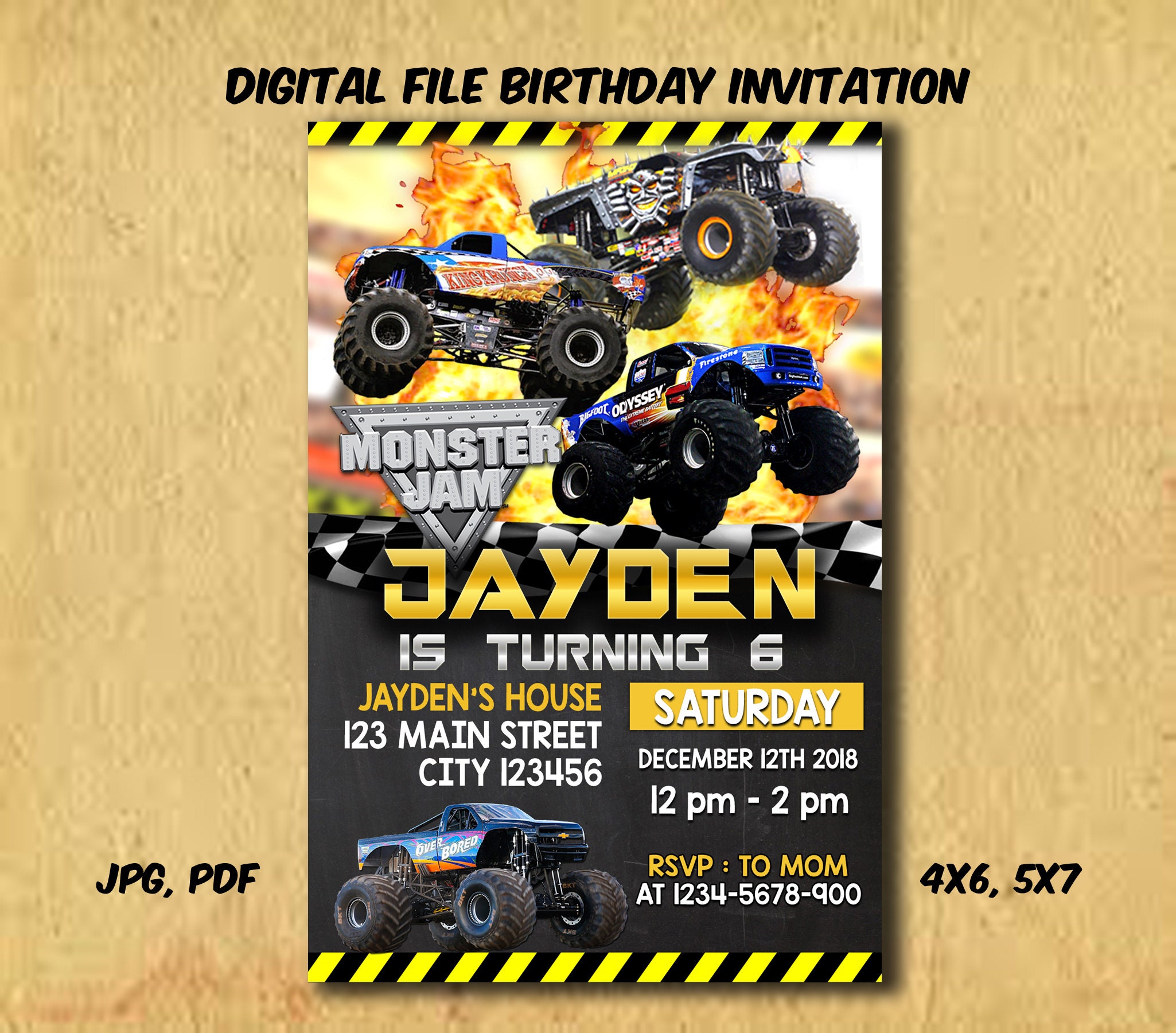 Monster Jam Birthday Party Invitation Digital File Pr vrogue.co