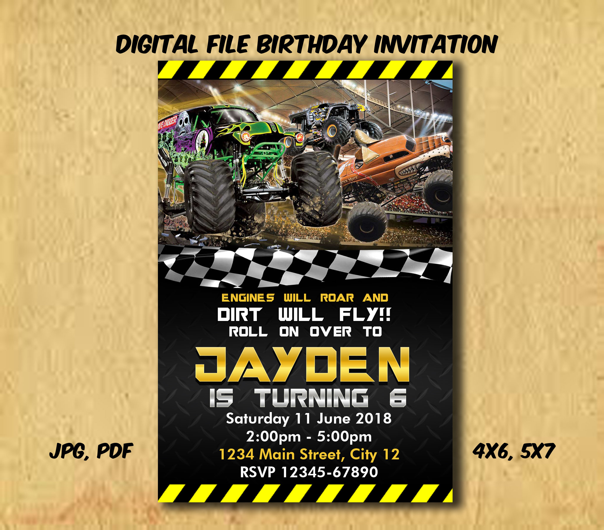 monster-jam-invitation-monster-jam-birthday-monster-jam-etsy