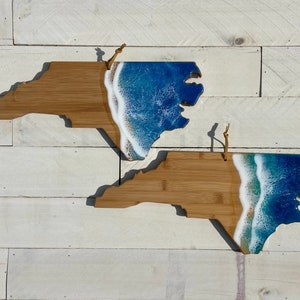 Auf Bestellung gefertigt North Carolina Ocean Wave Epoxy Schneidebretter, Wurstbretter, Käsebretter, Küchendekor, North Carolina Schneidebrett
