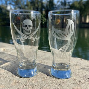 Pirate & Mermaid Pilsner Glasses, Beer Glasses