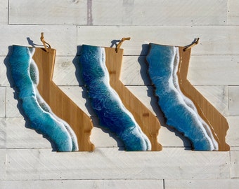 California Ocean Wave Epoxy Bamboo Serving Board