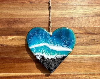Epoxy Ozean Christbaumschmuck, Strand Ornament, Ozean Ornament, Weihnachtsschmuck, Weihnachtsdeko, Strandhaus Weihnachten, Herz Ornament