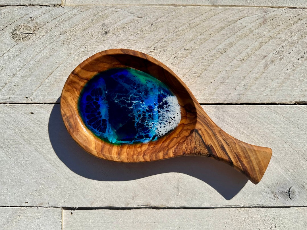 Olive Wood Spoon Rest Resin Spoon Rest Epoxy Spoon Rest Etsy
