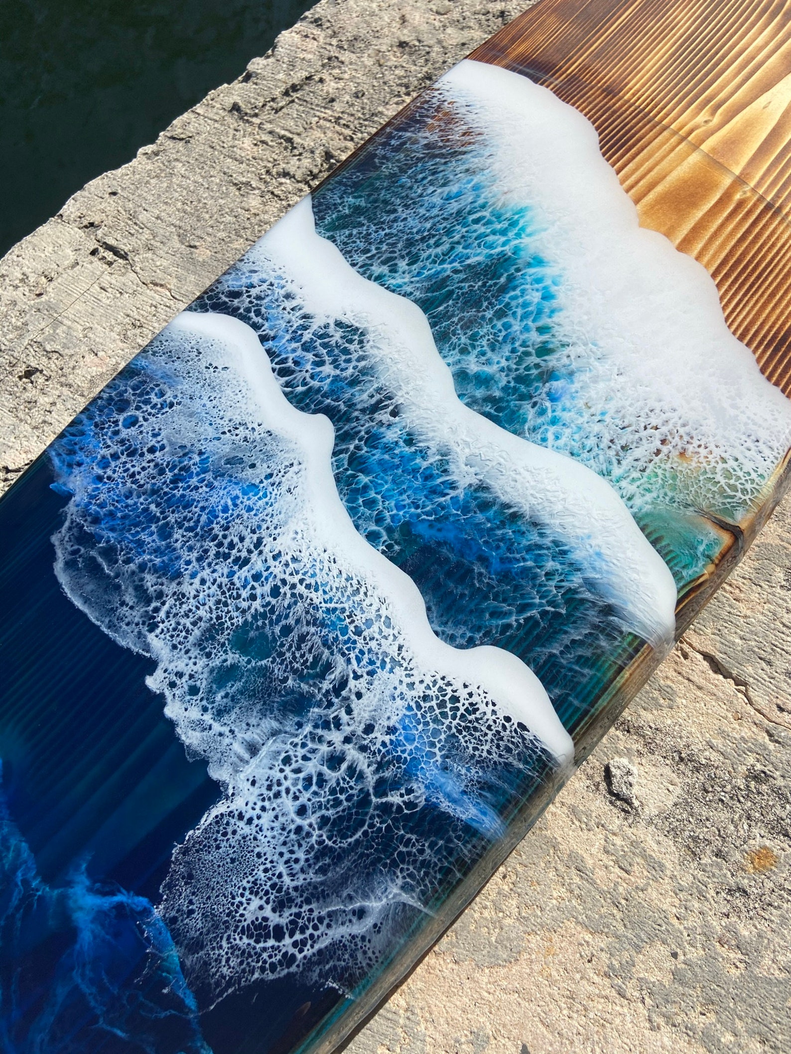 Made to Order Large Surfboard With Epoxy Resin Ocean Waves Etsy