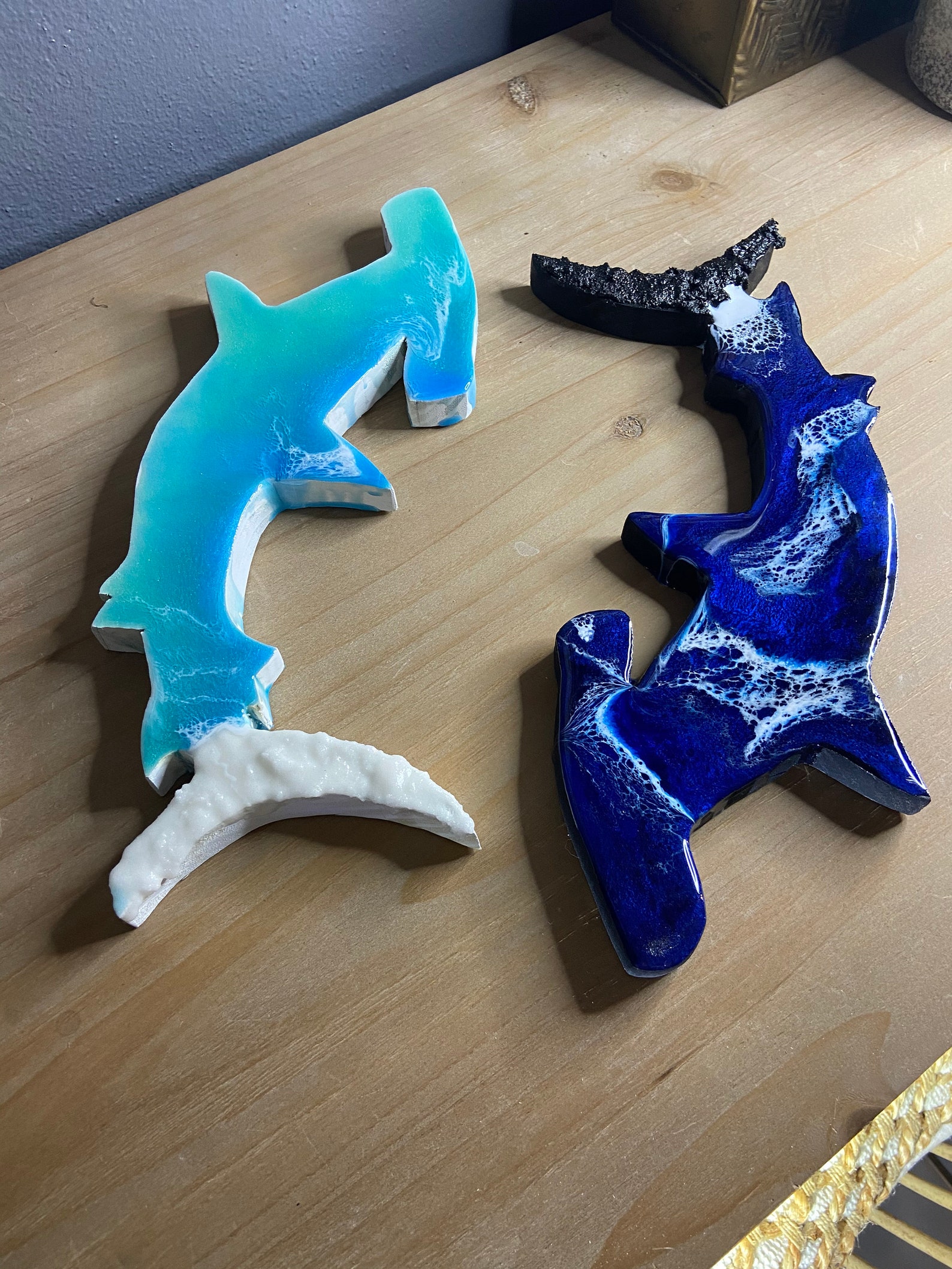 Ocean Waves Epoxy Yin Yang Hammerhead Sharks Wall Decor Etsy España