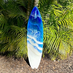 Large 3.5 Foot Surfboard with Epoxy Resin Ocean Waves, Surfboard Wall Decor, Surfboard Art, Ocean Art, Surfer Gift