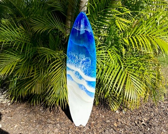Large 3.5 Foot Surfboard with Epoxy Resin Ocean Waves, Surfboard Wall Decor, Surfboard Art, Ocean Art, Surfer Gift