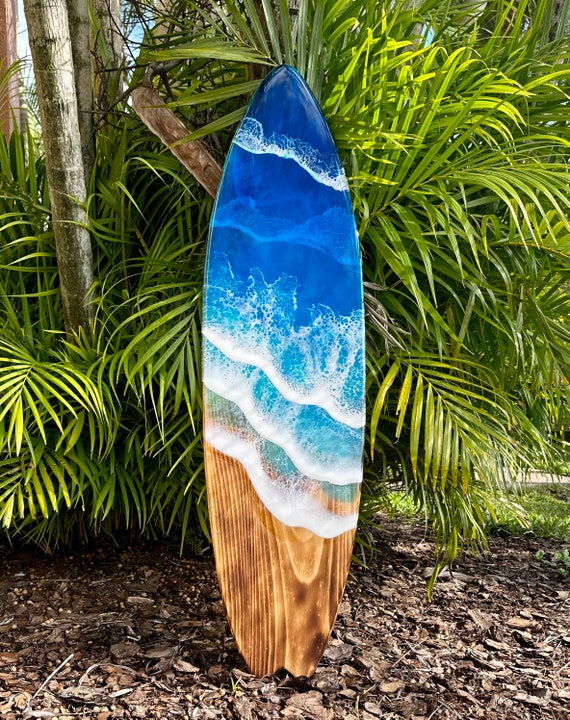 Epoxy Resin Ocean Wave Surfboard Wall Art: Shou Sugi Ban Wood - Etsy