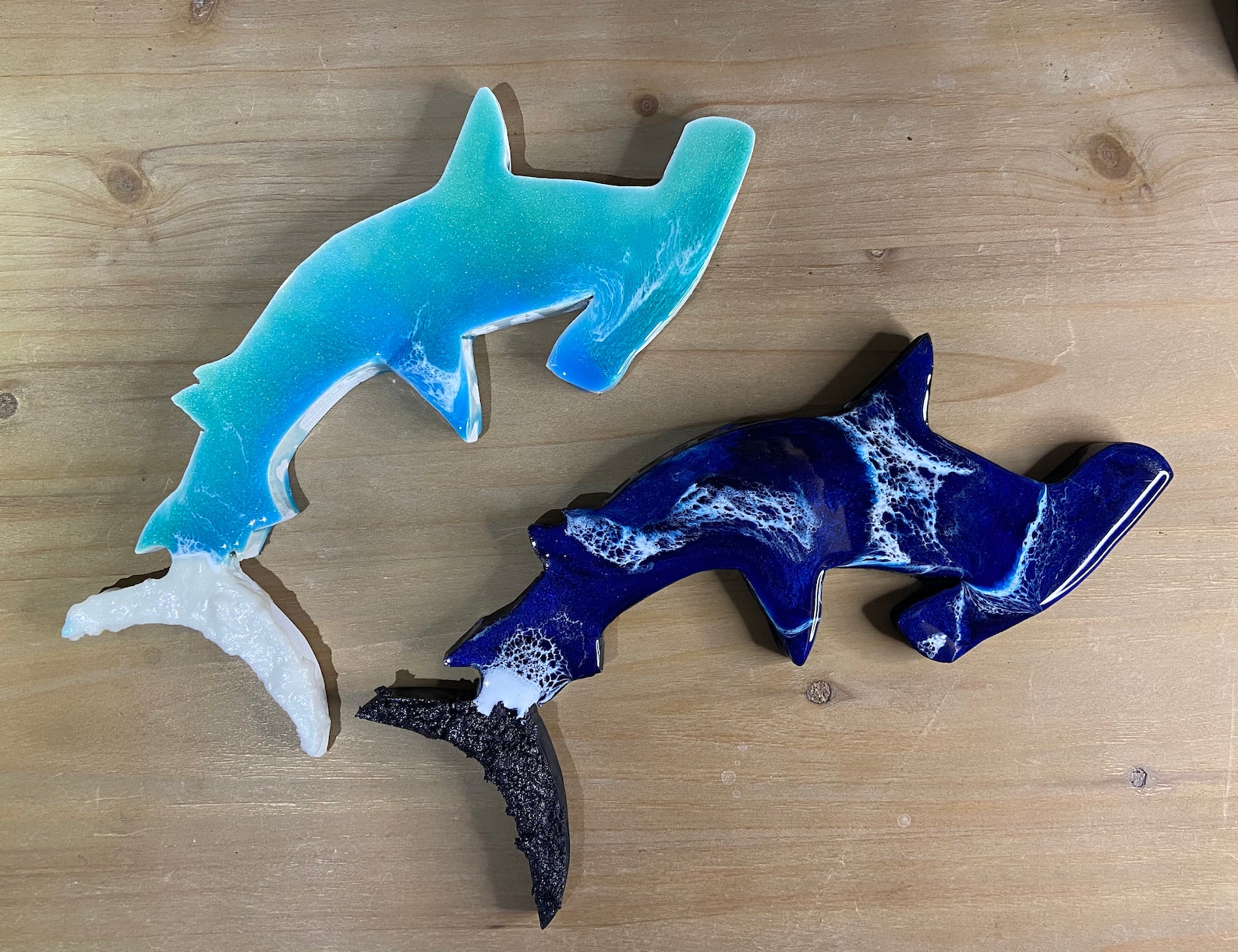 Ocean Waves Epoxy Yin Yang Hammerhead Sharks Wall Decor Etsy España