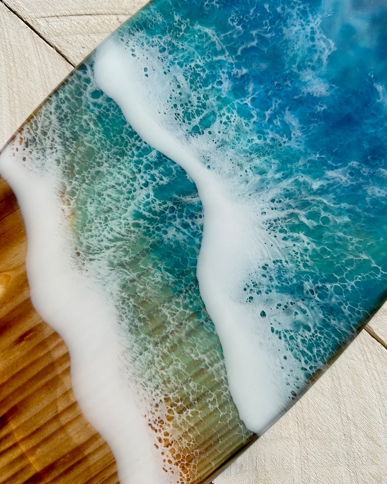 Epoxy Resin Ocean Wave Surfboard Wall Art: Shou Sugi Ban Wood - Etsy