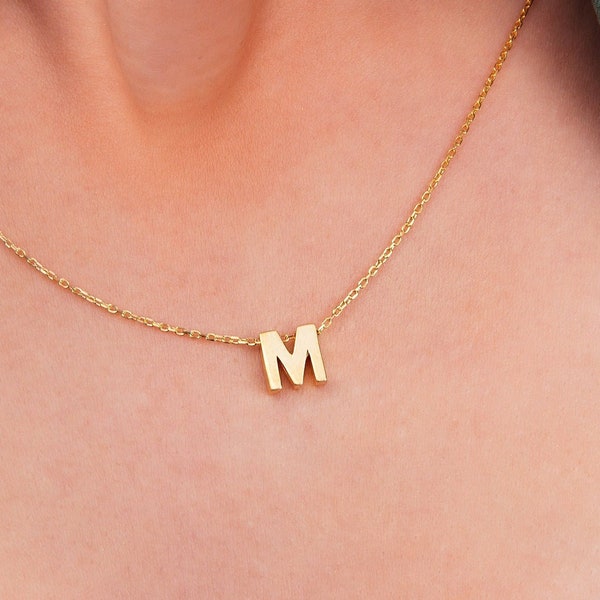 Dainty Initial Necklace ~ Letter M Necklace ~ Simple Initial Necklace~ Initial M Necklace~ Tiny Letter Necklace~ Gold Dainty Letter Necklace