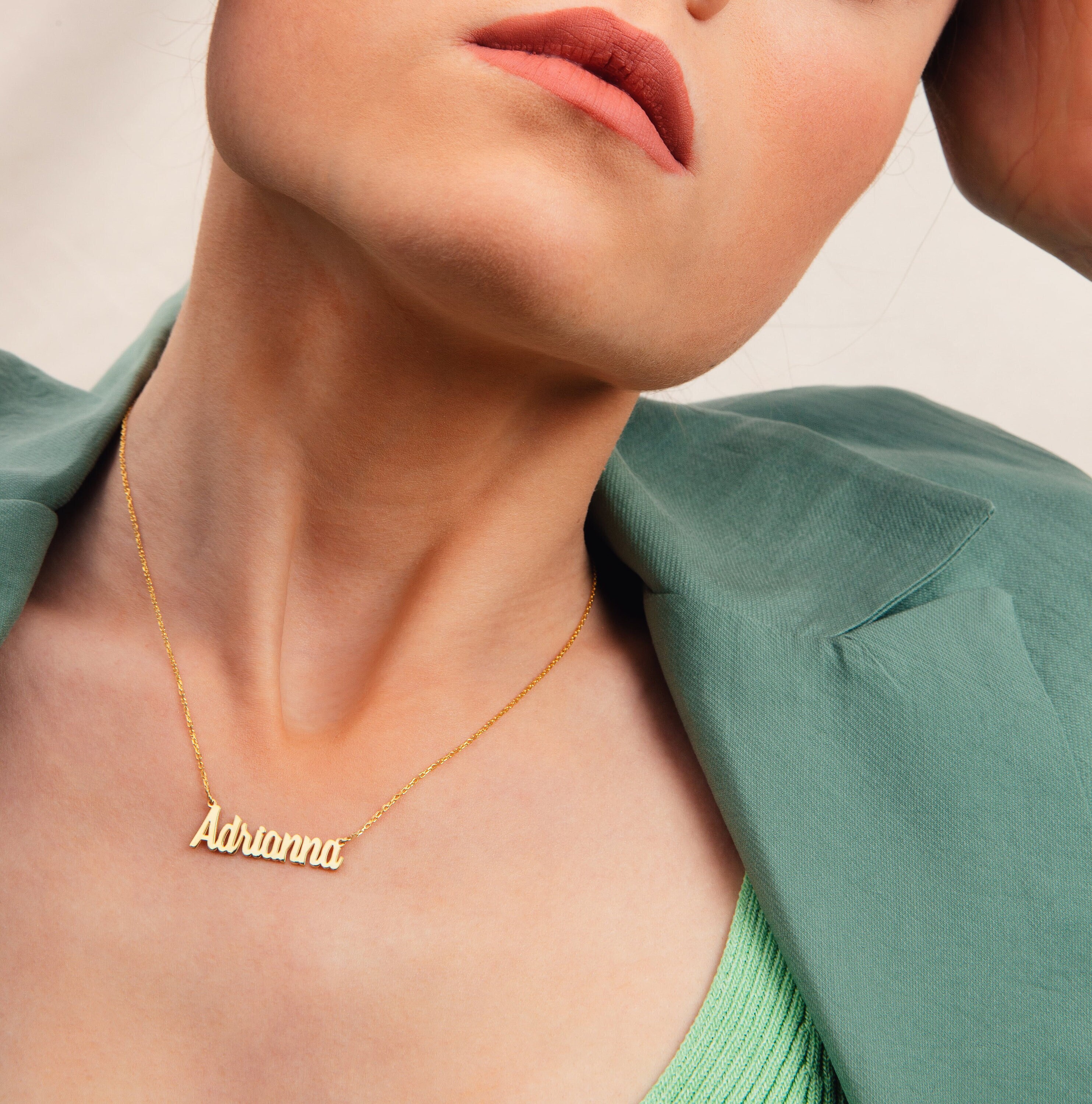 14K Gold Nameplate Necklace 14 K Gold 