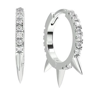 Diamant Spike Ohrring, 0,36 Ct Naturdiamant Spike zarte Ohrring, Statement Spike Creolen Ohrring, 14k Solid Gold Diamant Spike Ohrringe
