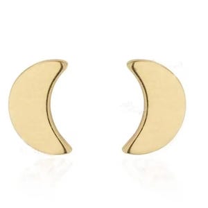 Gold Half Moon Earrings, Tiny Crescent Moon Studs, 10K/ 14K/ 18K Gold Earrings, Yellow Gold, Minimal Earrings, Dainty Earrings, Gift For Her