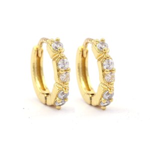 14k Solid Yellow Gold Natural Diamond Hoop Earrings Diamond Huggie Earring Minimalist Jewelry Dainty Gift Earring Christmas Gift for Her