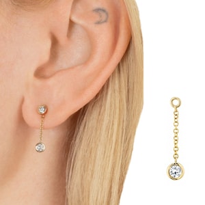 14K Solid Yellow Gold Charm For Studs Jewelry Diamond Stud Earrings Best Birthday Present / Make your studs Precious / Décor your studs