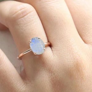 Rainbow Moonstone Engagement Ring, Gold Moonstone Ring, Oval Moonstone Ring, Moonstone Stacking Ring, 14K Gold Filled Moonstone Gifts Ring
