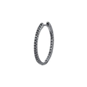 14K Solid Black Gold Natural Black Diamond Huggie Hoop Earrings Gold Hoop Earrings Tiny Diamond Hoop Earrings Black Diamond 14k Gold Hoops
