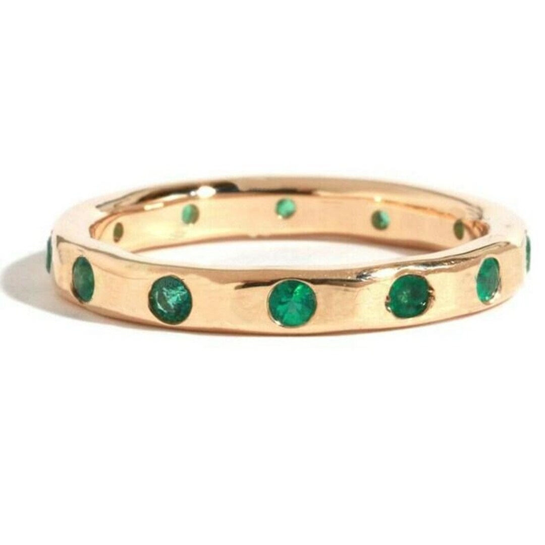 Natural AAA Quality Emerald Eternity Band Ring, 14k Solid Gold ...