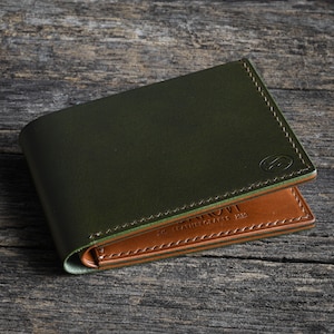 Shadow BF - Cartera elaborada en piel italiana curtida vegetal Buttero Cartera de dos hojas