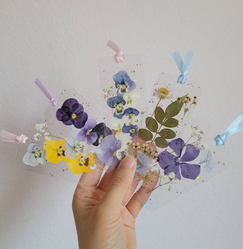 Make Your Own Customized Pressed Flower Bookmark made with REAL Flowers // Handmade Pressed Flowers, Nature, Gift, Gifting, Graduation image 1