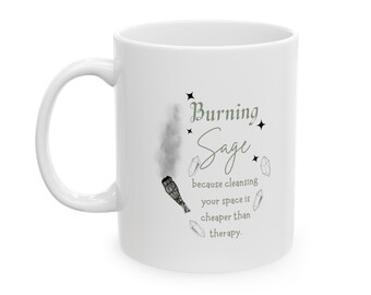 Burning Sage Coffee Mug: Witchy Spiritual Cleansing Gift