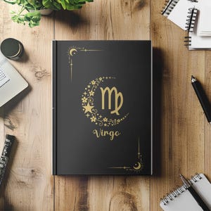 Virgo Zodiac Star Sign Hardcover Journal Matte, Celestial, Spiritual, Diary, Notebook, Virgo Astrology, Virgo Gift, Zodiac Gift.