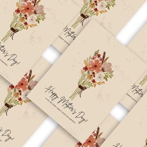 Modèle de carte imprimable pour la fête des mères, joyeuse fête des mères, fleur minimaliste - Imprimable à téléchargement immédiat | Non modifiable