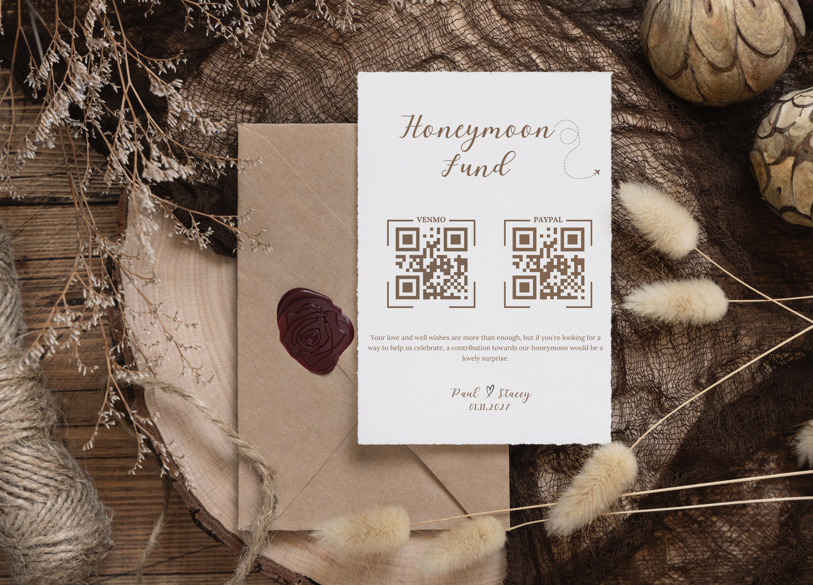 Wedding QR Code Sign Printable Boho Honeymoon Fund QR Code Sign Venmo ...