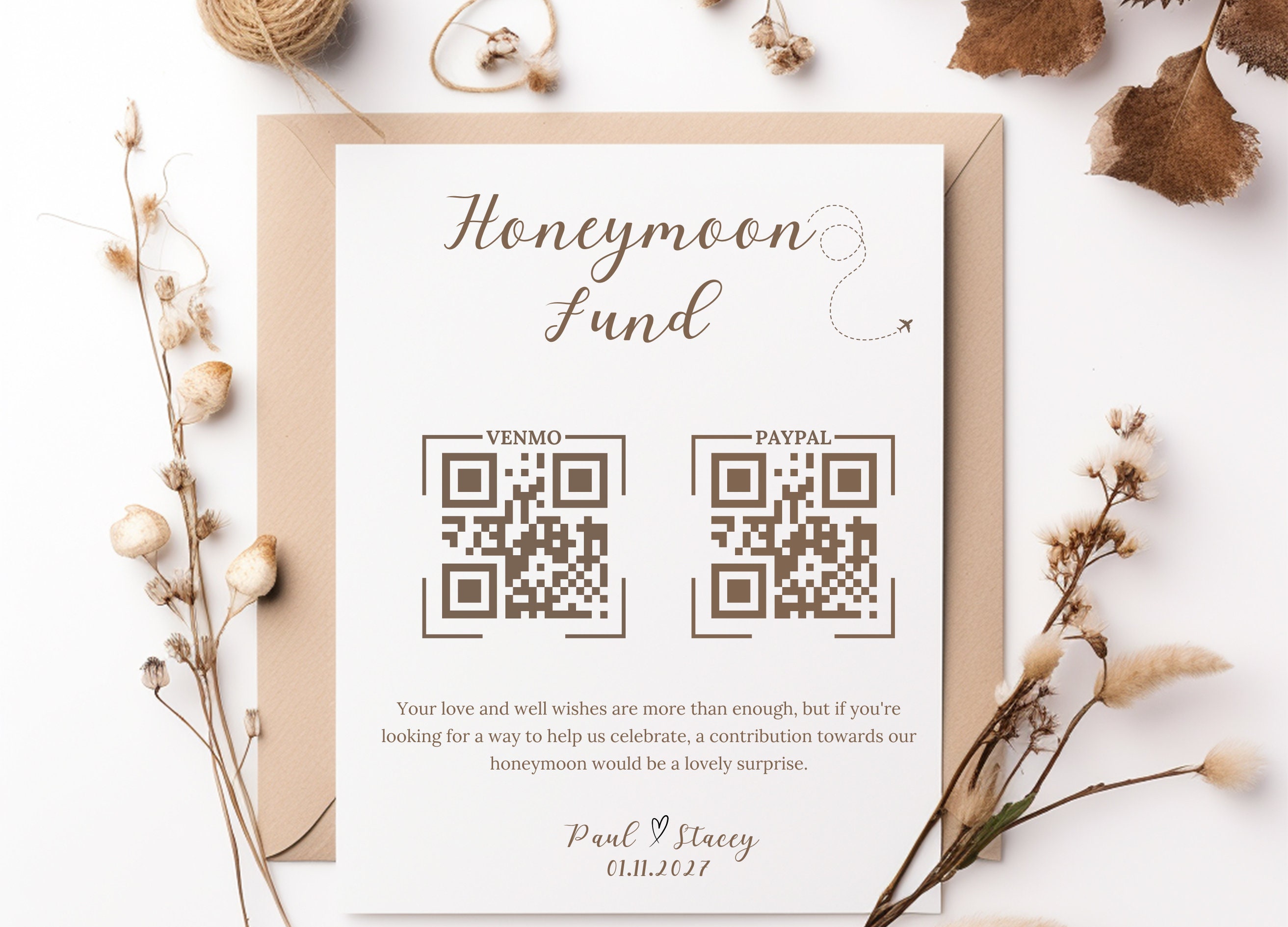 Wedding QR Code Sign Printable Boho Honeymoon Fund QR Code Sign Venmo ...