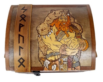 Norse Pyrogravure Warrior Chest: a portal to Norse history and lore !!!