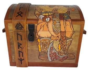 Norse Pyrogravure Warrior Chest: a portal to Norse history and lore !!!