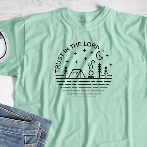 Tent camping t-shirt design | girls camp | youth conference | 2022 youth theme | young men | young women | &quot;Trust in the Lord&quot;