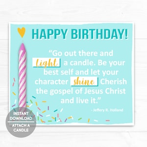 Etiqueta de regalo de vela de cumpleaños pequeña / Sociedad de Socorro / Mujeres Jóvenes / Juventud / Iglesia de Jesucristo de los Santos de los Últimos Días