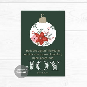 Etiqueta de regalo de alegría navideña / Ministración / Mujeres Jóvenes / Sociedad de Socorro