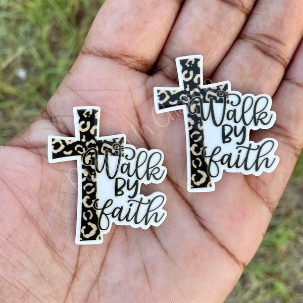 2 Walk By Faith Planar Charm Set, Charms for Bracelets, Christian Charms, Inspirational Charms