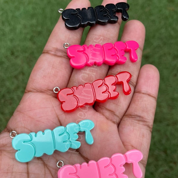 1 Sweet Word, Kawaii Charm, DIY,  Bracelet Making, Pendant Necklace, Jewelry Making, Crafting, Charms for Bracelets, Resin Charm