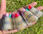 Pearl Lipstick 3D Charm, Bling Lipstick Charms, DIY Bracelets Necklaces Jewelry, Supplies Rhinestone