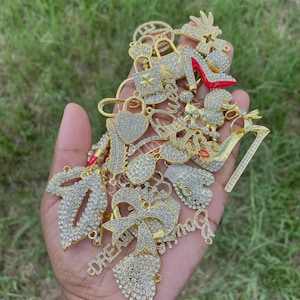 GOLD Charms for Bracelet, Charms, Bling Charms, Rhinestone Charms, Charm Bracelet, Wholesale Charms, Charm Vendor