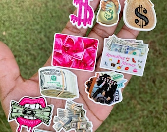 10 Pink Money Planar Charm Set, Flatback Resin Charm DIY, Charm Bracelet, Cash, Money  Charms,