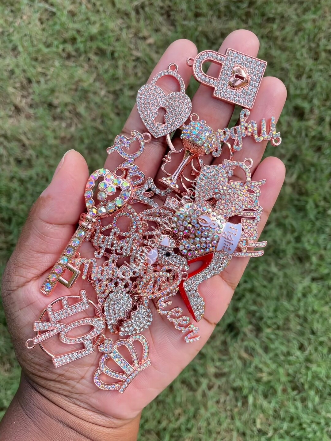 Rose Gold Charms for Bracelets, Bling Charms, Mixed Charms Bulk