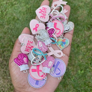 Breast Cancer Awareness Mixed Charm, Pink Hot Pink Ribbon, Women, Survivor, Charm for Bracelets, Breast Cancer Awareness Month, Charm Vendor