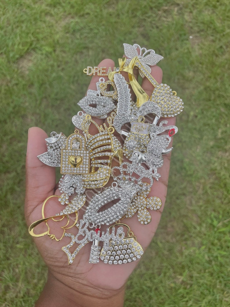Silver & Gold Charms Charms for Bracelets Rhinestone Etsy